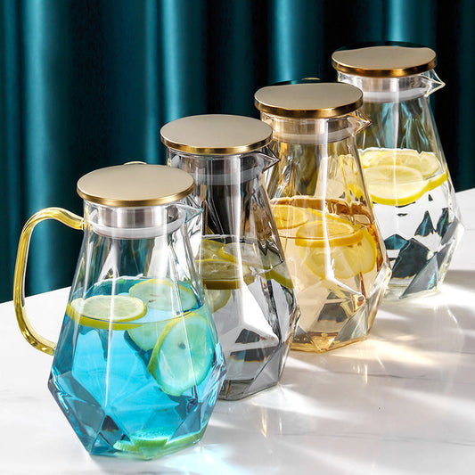 Élégant pichet en verre géométrique avec infuseur