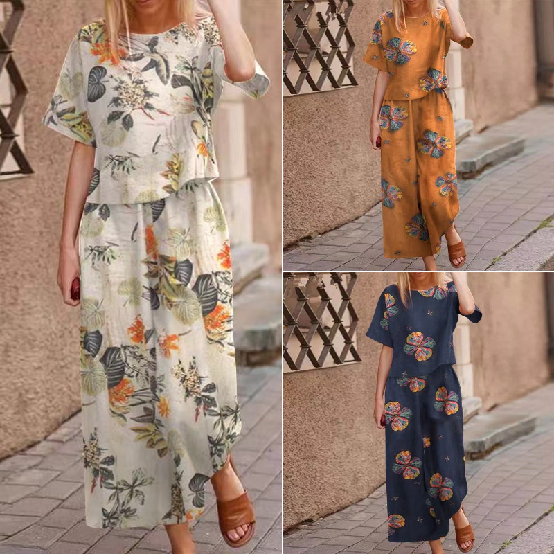 Ensemble 2 pièces composé d'un haut imprimé ample et d'un pantalon pour femme 🔥 Achetez 2 articles et bénéficiez de la livraison gratuite