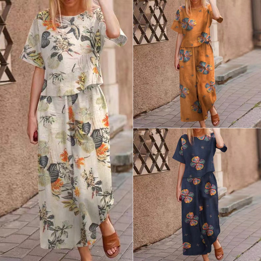Ensemble 2 pièces composé d'un haut imprimé ample et d'un pantalon pour femme 🔥 Achetez 2 articles et bénéficiez de la livraison gratuite