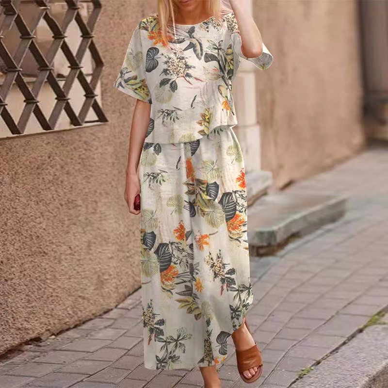 Ensemble 2 pièces composé d'un haut imprimé ample et d'un pantalon pour femme 🔥 Achetez 2 articles et bénéficiez de la livraison gratuite