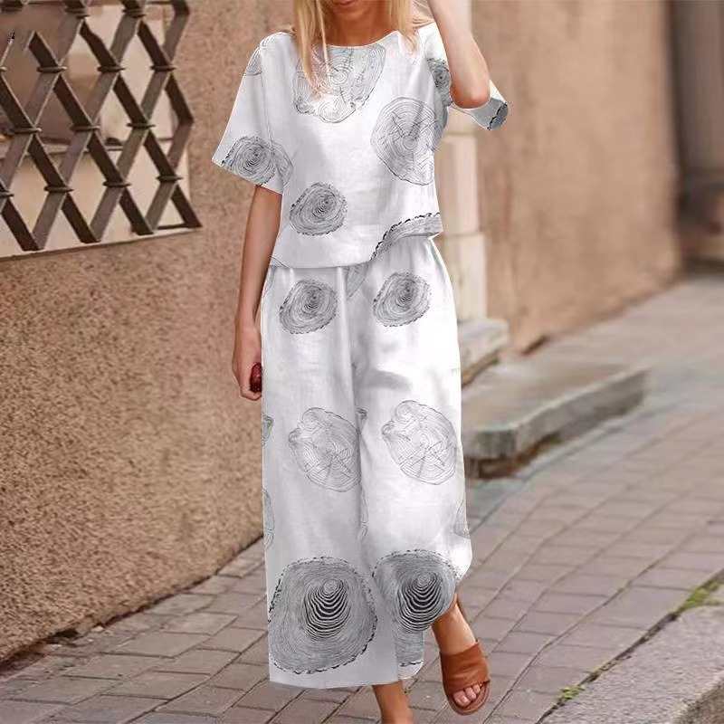 Ensemble 2 pièces composé d'un haut imprimé ample et d'un pantalon pour femme 🔥 Achetez 2 articles et bénéficiez de la livraison gratuite