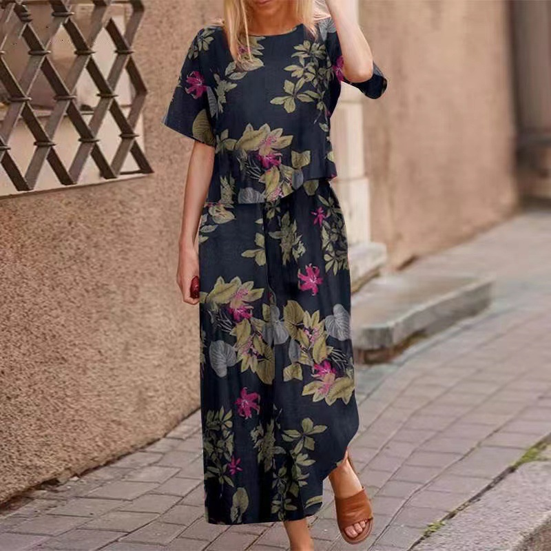 Ensemble 2 pièces composé d'un haut imprimé ample et d'un pantalon pour femme 🔥 Achetez 2 articles et bénéficiez de la livraison gratuite
