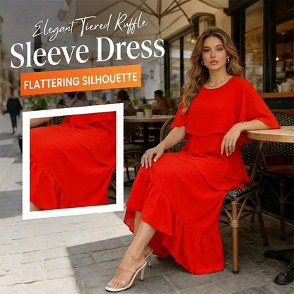 Robe élégante à manches à volants en cascade