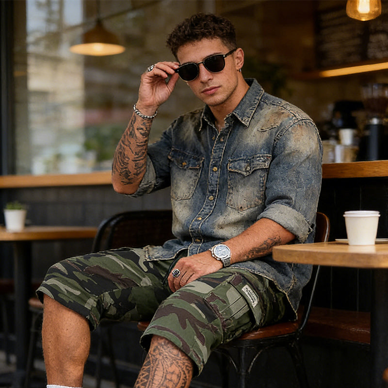 💎 50% DE RÉDUCTION ! 💎 Short Cargo Camouflage pour Homme – Multipoches, Taille Réglable & Tissu Respirant 🌿🩳