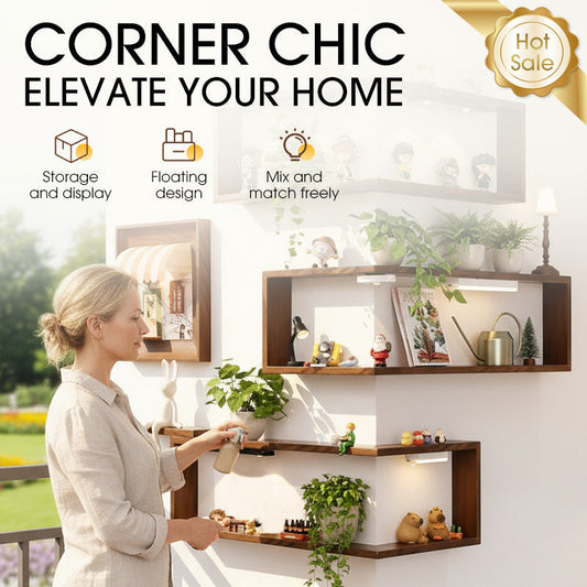 🥳SOLDES 2026🥳 💝Étagère murale d'angle en bois rustique