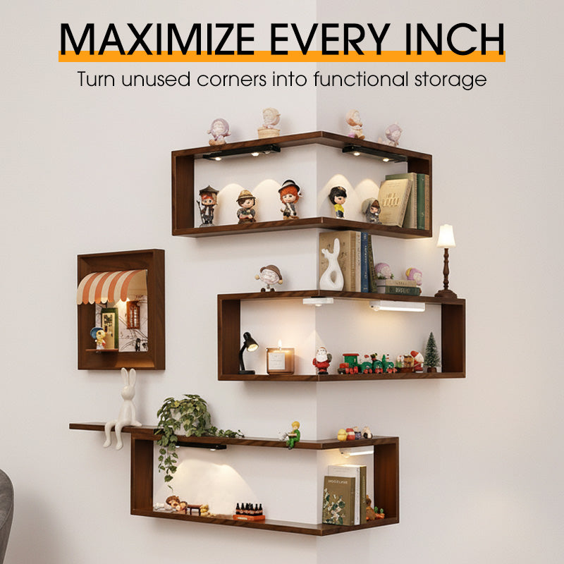 🥳SOLDES 2026🥳 💝Étagère murale d'angle en bois rustique