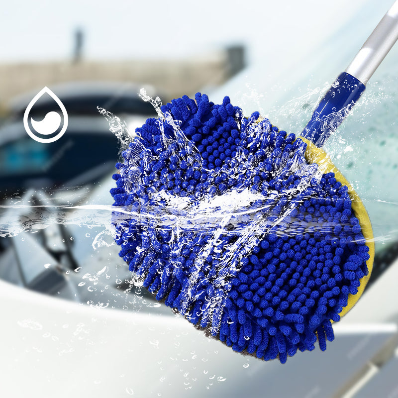 🚗50 % DE RÉDUCTION MAINTENANT ! 🧽 Balai de lavage de voiture télescopique à long manche en aluminium durable – Microfibre douce, anti-rayures et longueur réglable ✨