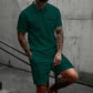 Ensemble 2 pièces pour homme : haut à manches courtes et short à cordon