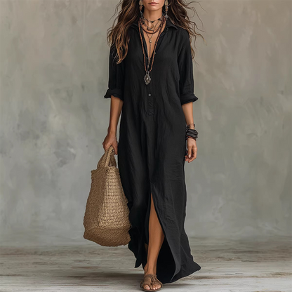 🔥 VENTE CHAUDE 🔥Robe longue ample décontractée avec fente sur le devant