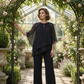Ensemble Élégant Femme Deux Pièces : Haut Asymétrique et Pantalon Large