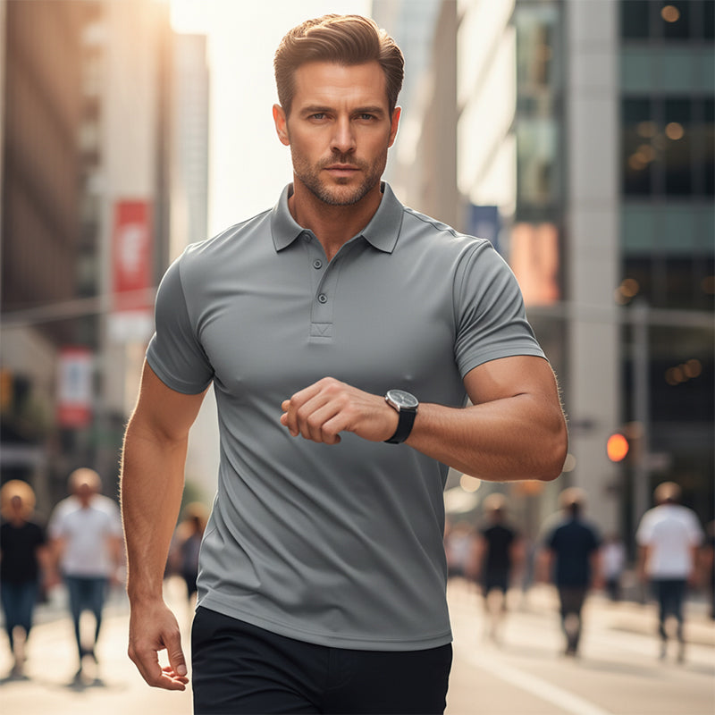 📢📢50 % de réduction !! ⏰T-shirt à col et manches courtes à séchage rapide pour homme