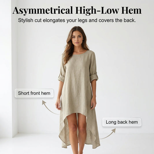 Tunique à manches longues et ourlet asymétrique pour femme