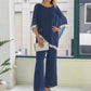 ⏳Spécial à durée limitée⏰Elegant Sequin Trim Poncho Top & Wide-Leg Pants Set👚👖