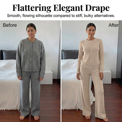 Ensemble 2 pièces composé d'un haut en maille et d'un pantalon pour femme