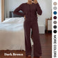 Ensemble 2 pièces composé d'un haut en maille et d'un pantalon pour femme