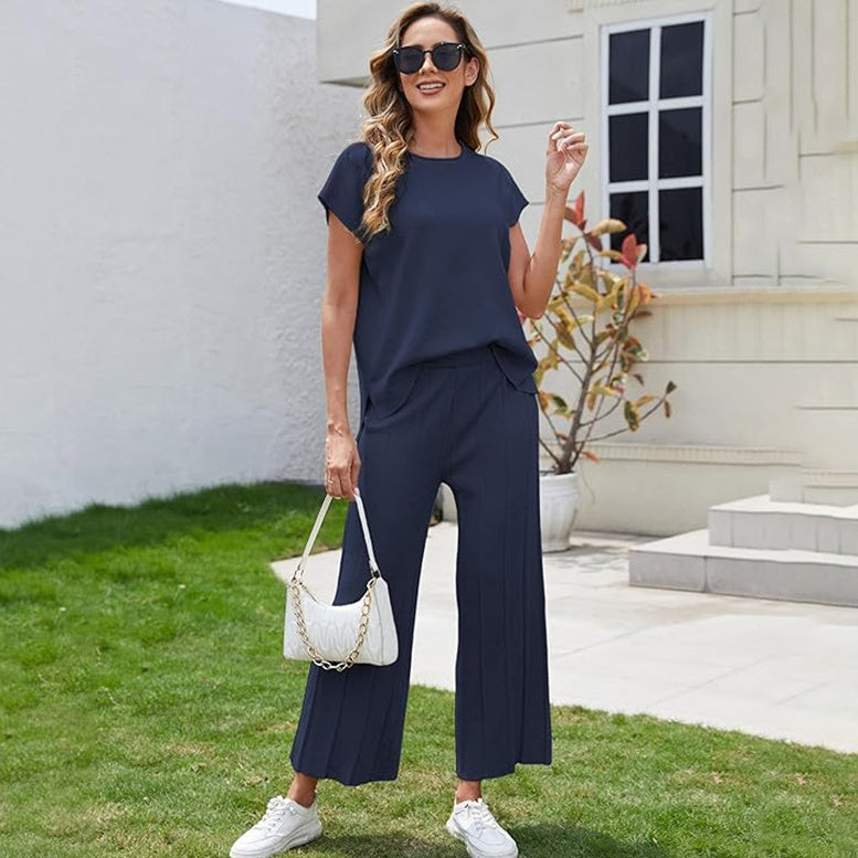 🎉Offre exceptionnelle : 50 % de réduction🛍️Ensemble 2 pièces composé d'un haut à manches courtes et d'un pantalon à jambes larges