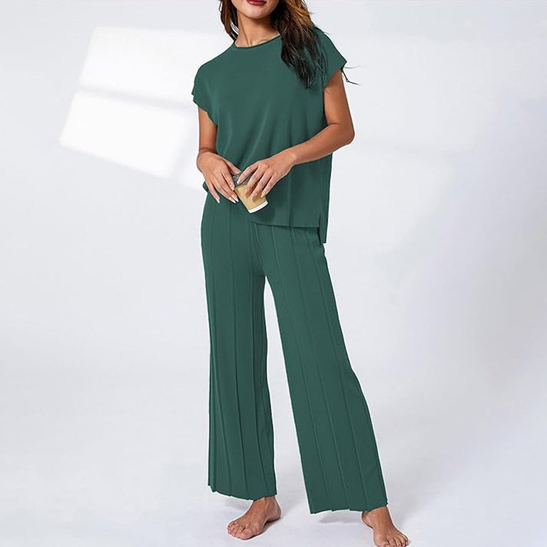 🎉Offre exceptionnelle : 50 % de réduction🛍️Ensemble 2 pièces composé d'un haut à manches courtes et d'un pantalon à jambes larges