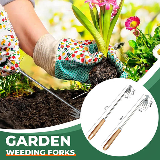 Fourche à désherber multifonctionnelle avec manche en bois✨Une aide précieuse pour les travaux de jardinage et le désherbage