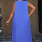 Robe longue sans manches décontractée pour femme, avec poches