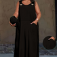 Robe longue sans manches décontractée pour femme, avec poches