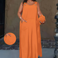 Robe longue sans manches décontractée pour femme, avec poches