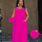 Robe longue sans manches décontractée pour femme, avec poches
