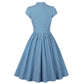 Robe trapèze à pois pour femme avec nœud au cou