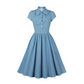 Robe trapèze à pois pour femme avec nœud au cou