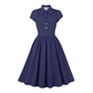 Robe trapèze à pois pour femme avec nœud au cou