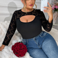 Body à manches en dentelle et découpes, grande taille