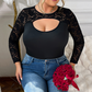 Body à manches en dentelle et découpes, grande taille