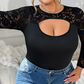 Body à manches en dentelle et découpes, grande taille