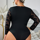 Body à manches en dentelle et découpes, grande taille