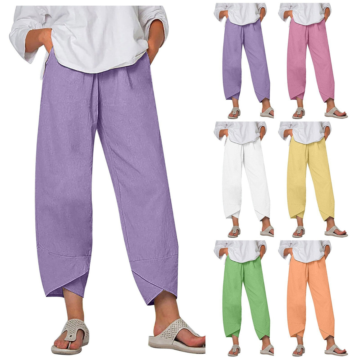 💎 -50% SUR LE PANTALON FEMME COTON & LIN ! 💎 Coupe Large, Taille Élastiquée & Respirant pour un Été Stylé