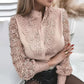 Blouse à manches longues en dentelle ajourée pour femme