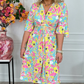 Robe évasée à nouer à la taille, imprimé floral, pour un look décontracté