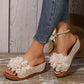 Sandales compensées à motif floral pour femme