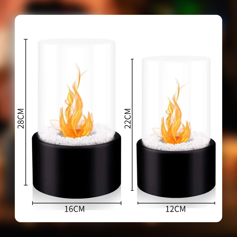 🔥 Cheminée de table en verre et métal, foyer portable sans fumée pour l'intérieur et l'extérieur, avec brûleur à éthanol, accent décoratif pour votre maison 🔥