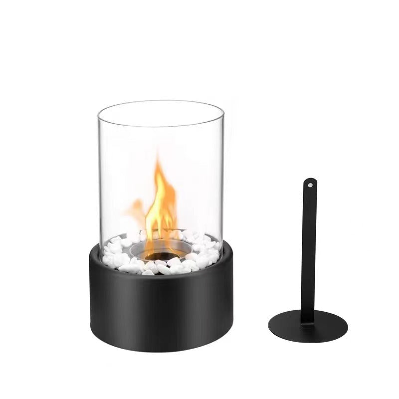 🔥 Cheminée de table en verre et métal, foyer portable sans fumée pour l'intérieur et l'extérieur, avec brûleur à éthanol, accent décoratif pour votre maison 🔥