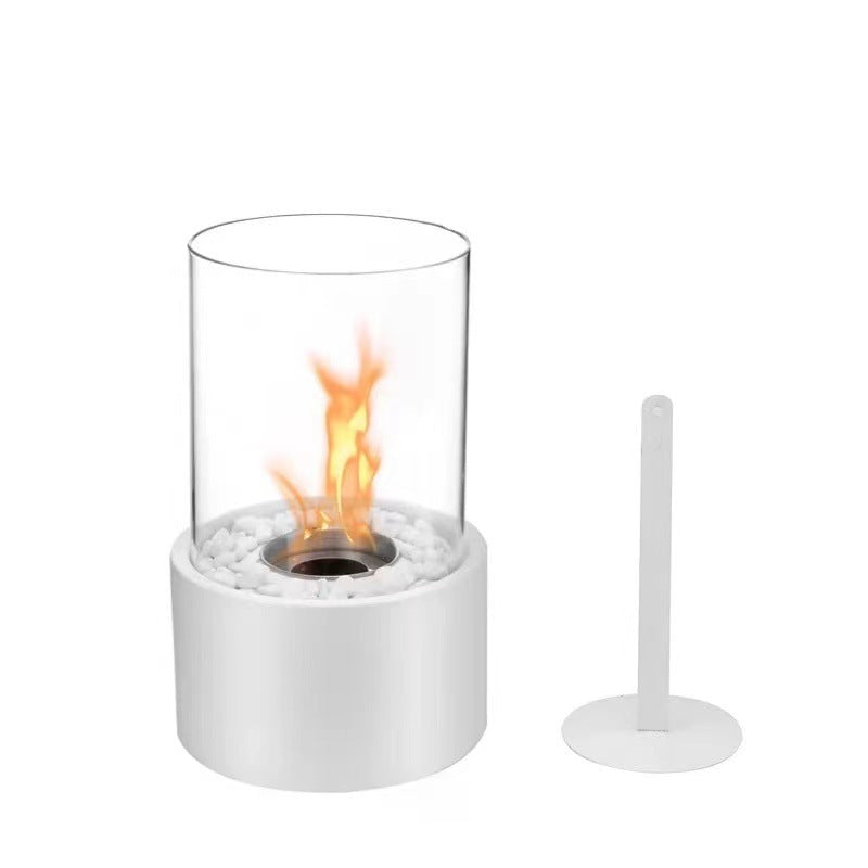 🔥 Cheminée de table en verre et métal, foyer portable sans fumée pour l'intérieur et l'extérieur, avec brûleur à éthanol, accent décoratif pour votre maison 🔥