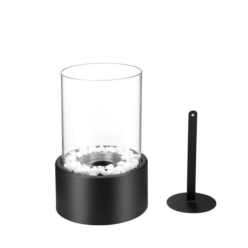 🔥 Cheminée de table en verre et métal, foyer portable sans fumée pour l'intérieur et l'extérieur, avec brûleur à éthanol, accent décoratif pour votre maison 🔥