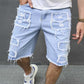 🩳🔥 PROMO FLASH 50% ! Short Jean Homme Déchiré & Effiloché – Tissu Coton Respirant, Coupe Droite, Ourlet Brut, Style Urbain & Décontracté pour l'Été & Festivals ✨