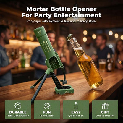 🚀 Décapsuleur « mortier » en forme de bouteille de bière de 51 mm 🍻 – Accessoire de bureau et de bar original qui propulse les capsules 🔥🍾
