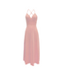 👗Robe longue à col en V, bretelles fines et fente haute✨
