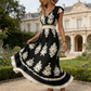 🎑👗 PROMO FLASH 50% ! Robe Longue Femme Imprimé Baroque – Col en V, Taille Haute, Tissu Fluide, 5 Couleurs, Style Bohème Chic 🌸