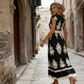 🎑👗 PROMO FLASH 50% ! Robe Longue Femme Imprimé Baroque – Col en V, Taille Haute, Tissu Fluide, 5 Couleurs, Style Bohème Chic 🌸