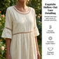 Robe midi en coton et lin avec finition en dentelle