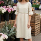 Robe midi en coton et lin avec finition en dentelle