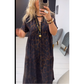Robe longue à col en V et imprimé léopard pour femme