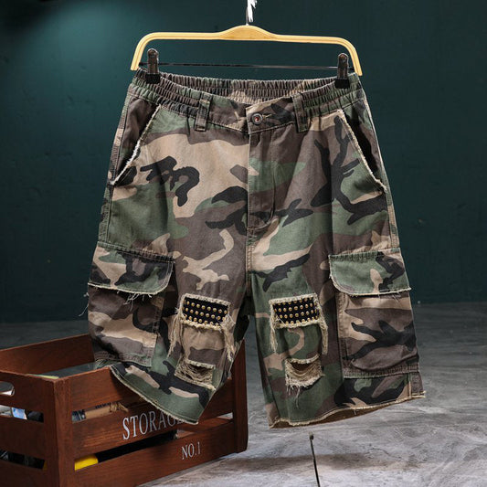 ⏰🔥50 % de réduction pour une durée limitée🔥⏰Short cargo camouflage à clous pour homme